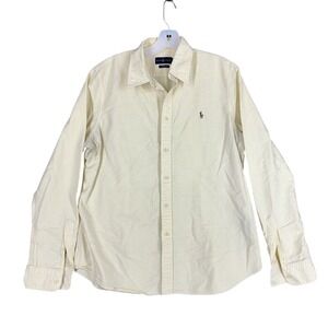 Ralph Lauren‎ XL Yellow Striped Button Down Shirt Custom Fit Long Sleeve Classic